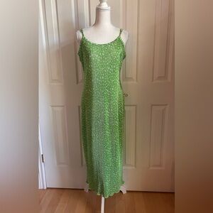 NWT DESIGN LAB LORD & TAYLOR Sleeveless Flowers Slip Maxi Dress, Green, Large